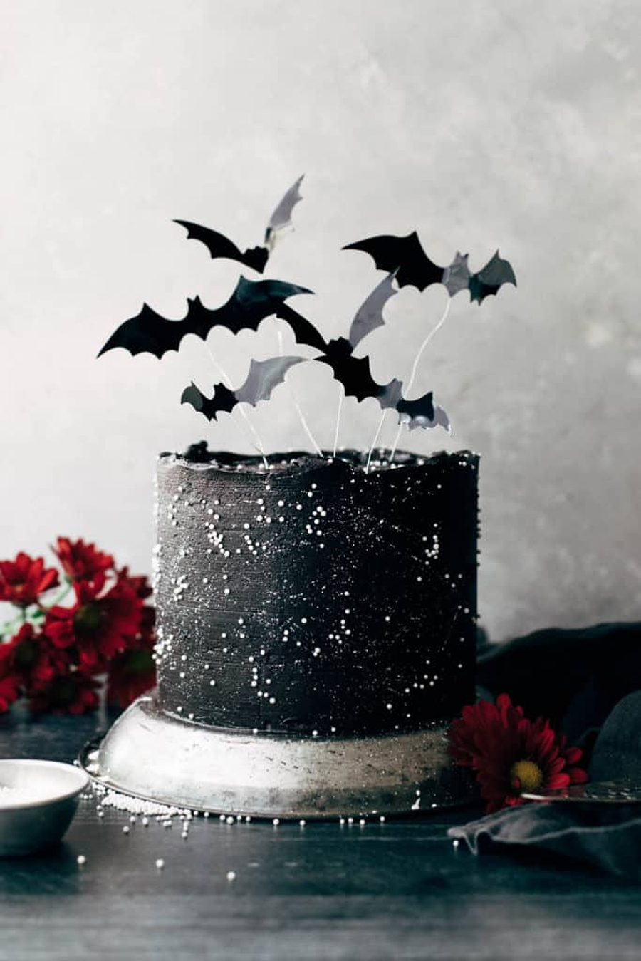 Moist Black Velvet Halloween Cake