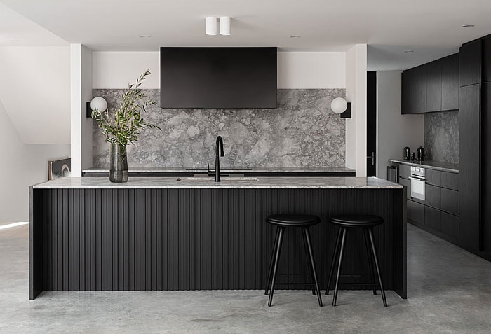 black and grey kitchen