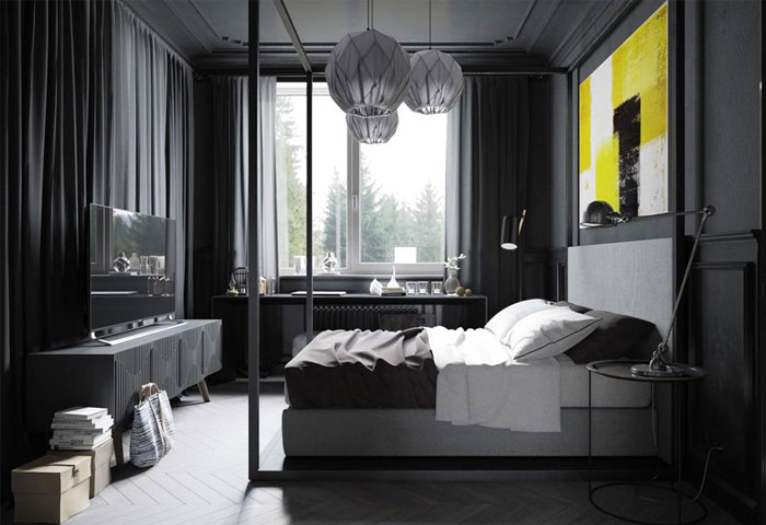 black wall bedroom canopy bed