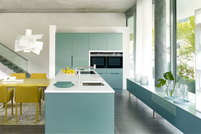 blue green kitchen