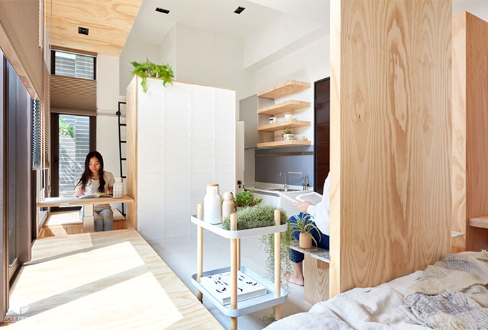 contemporary cozy functional micro apartment folk design