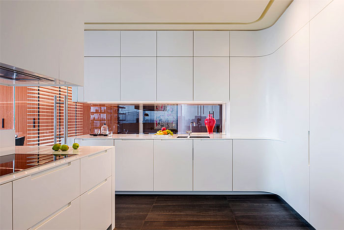glass divider open plan kitchen