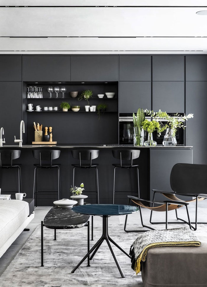 kitchen with black cabinets 2