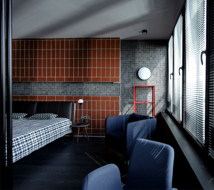 masculine space bedroom decor terracotta tile