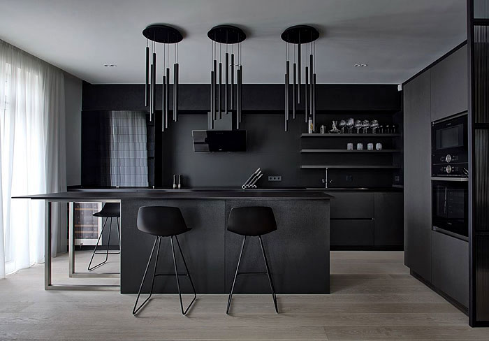 matte black kitchen cabinets