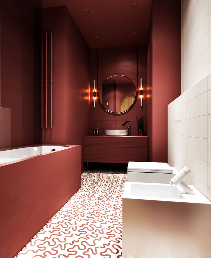 modern bathroom colors marsala