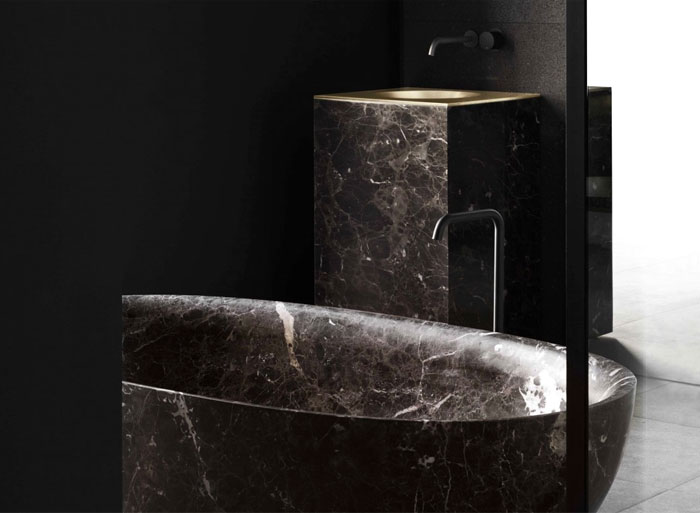 modern bathroom design dark marble