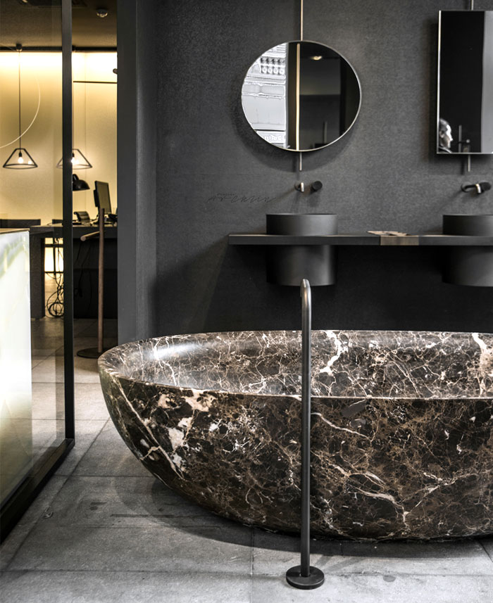 modern bathroom design marble black fixture