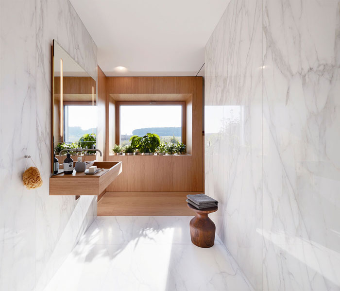 modern bathroom design marble wood