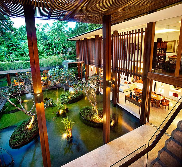 modern home magical water asian garden