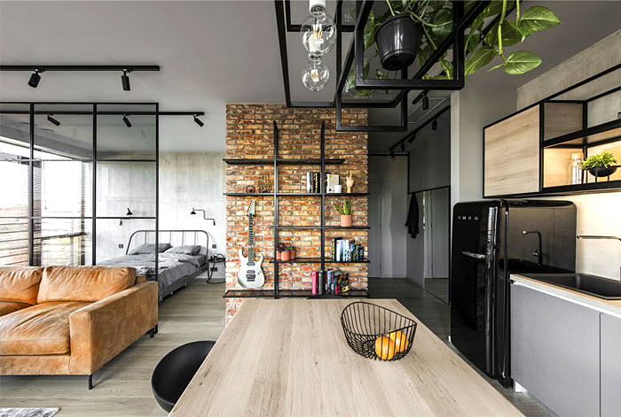 modern studio apartment interior design ideas hang things