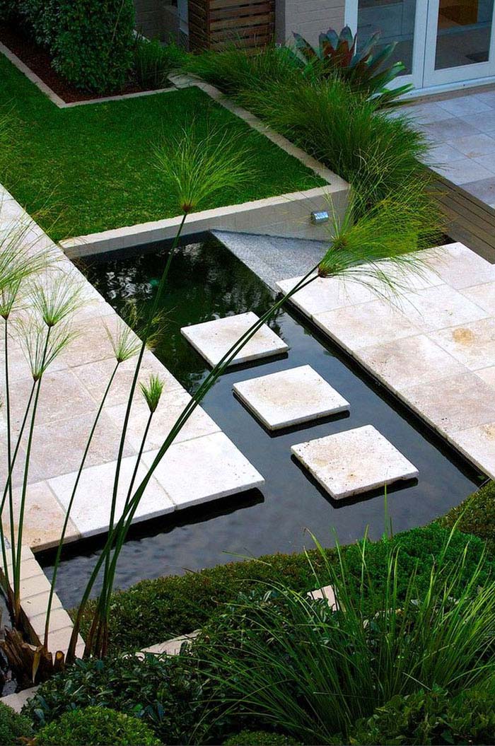 modern zen inspired pond garden