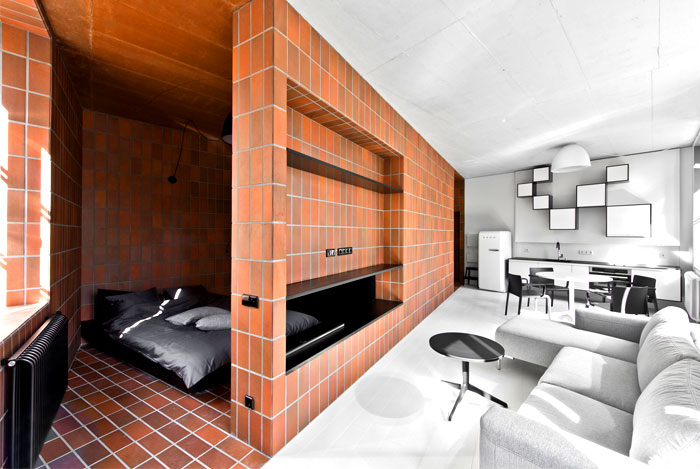 natural materials terracotta modern mans bedroom