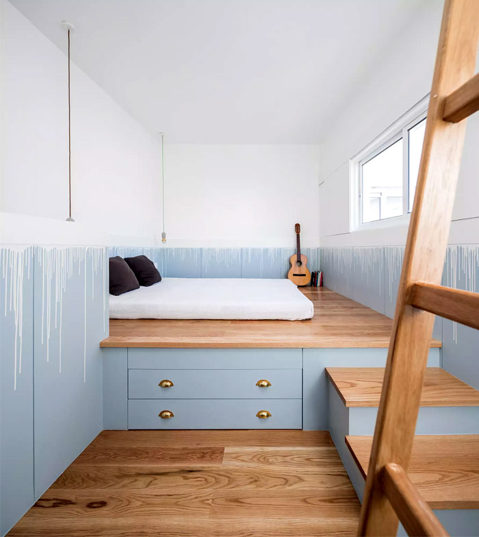 platform storage bed mens small bedroom