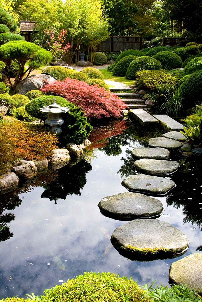 stepping stone pathway water garden