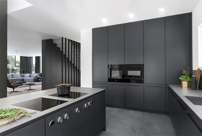 trendy dark colored kitchen 1